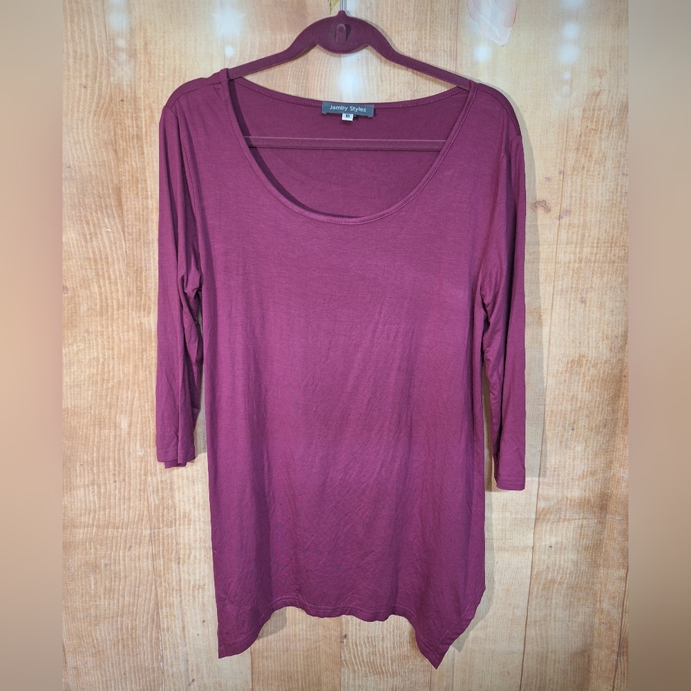 Purple Asymmetrical Tunic Top with Tunic Sleeves